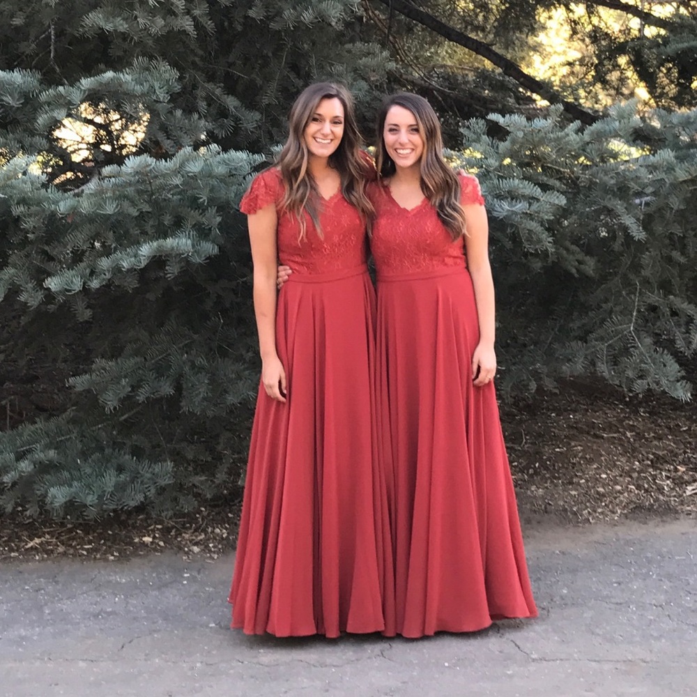Rust Lace, Tulle Full Bridesmaid dress